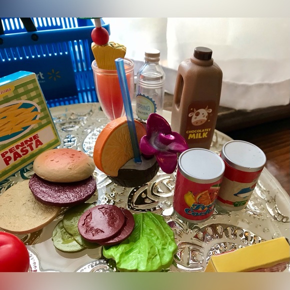 WALMART Mini Shopping Basket Hand Cart & Pretend Play Food American Doll Size - Picture 8 of 15